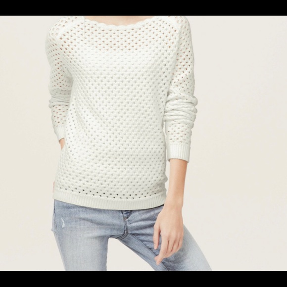 LOFT Sweaters - EUC Large light grey Loft scalloped neck sweater